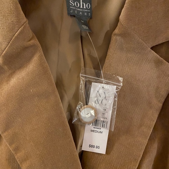 NWT NY & CO-Tan/Lite corduroy blazer. 1 button, M - Picture 4 of 9